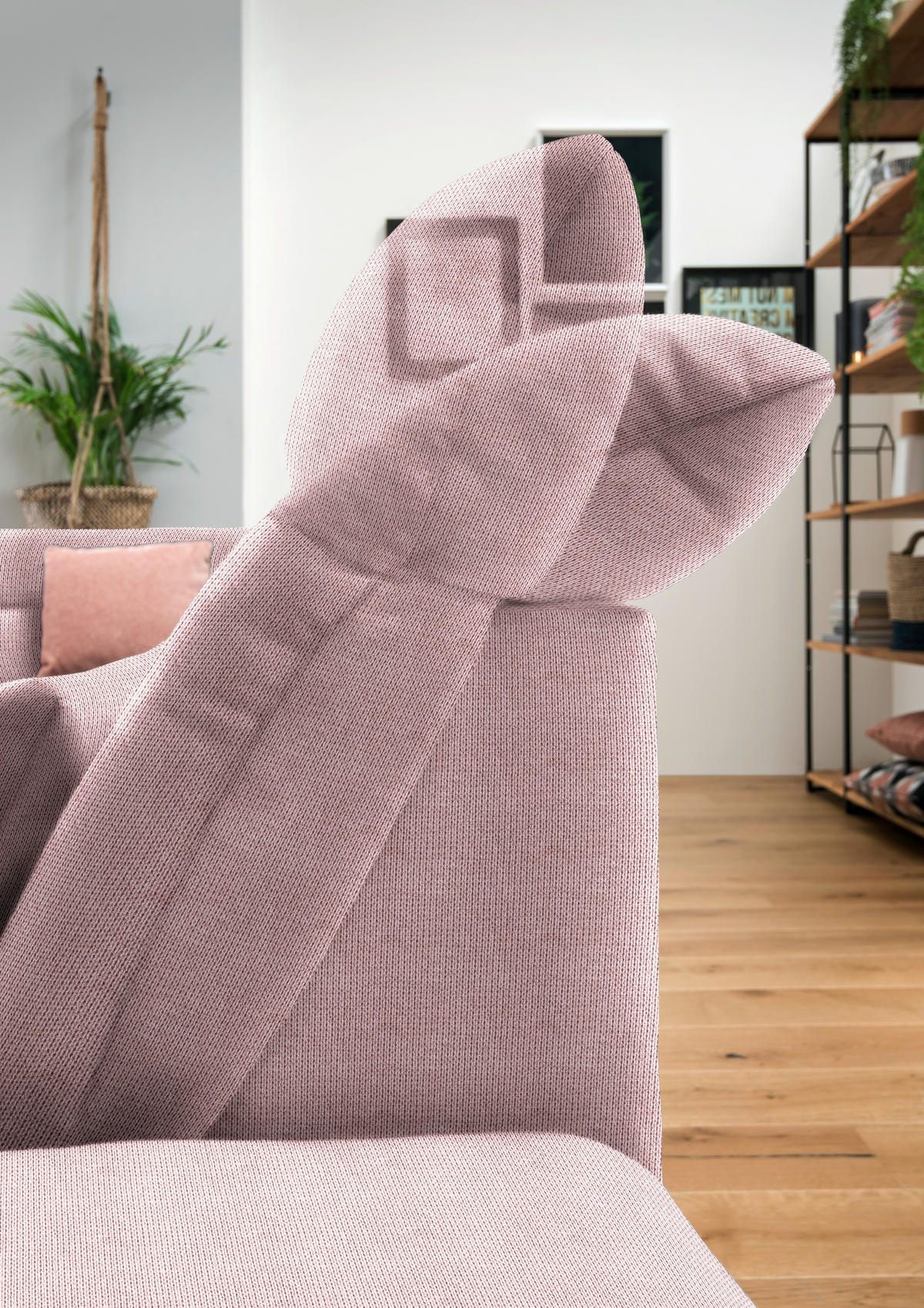 WOHNLANDSCHAFT in Mikrofaser Rosa  - Chromfarben/Rosa, Design, Kunststoff/Textil (211/350/204cm) - Xora