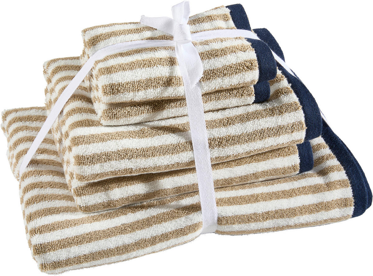 FROTTIERSET Blau, Beige 5-teilig  - Blau/Beige, Textil (30/50cm) - Esposa