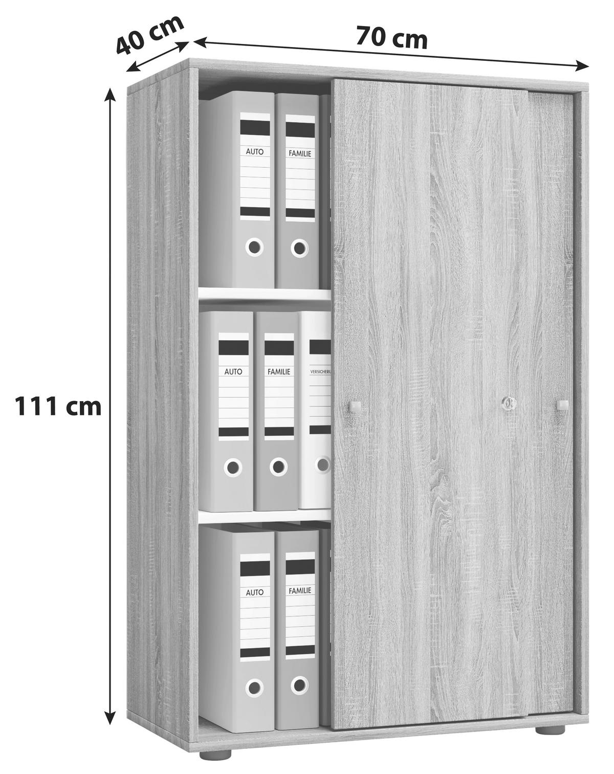 MAPPSKÅP - bokfärgad, Basics, trämaterial (70/111/37cm) - MID.YOU