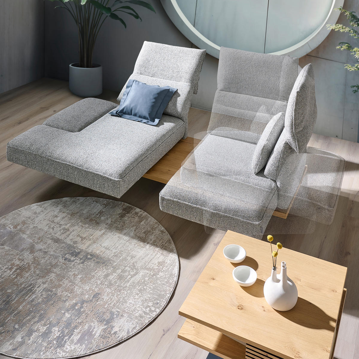 ECKSOFA Beige Chenille  - Beige/Schwarz, Design, Holz/Textil (132/240cm) - Koinor