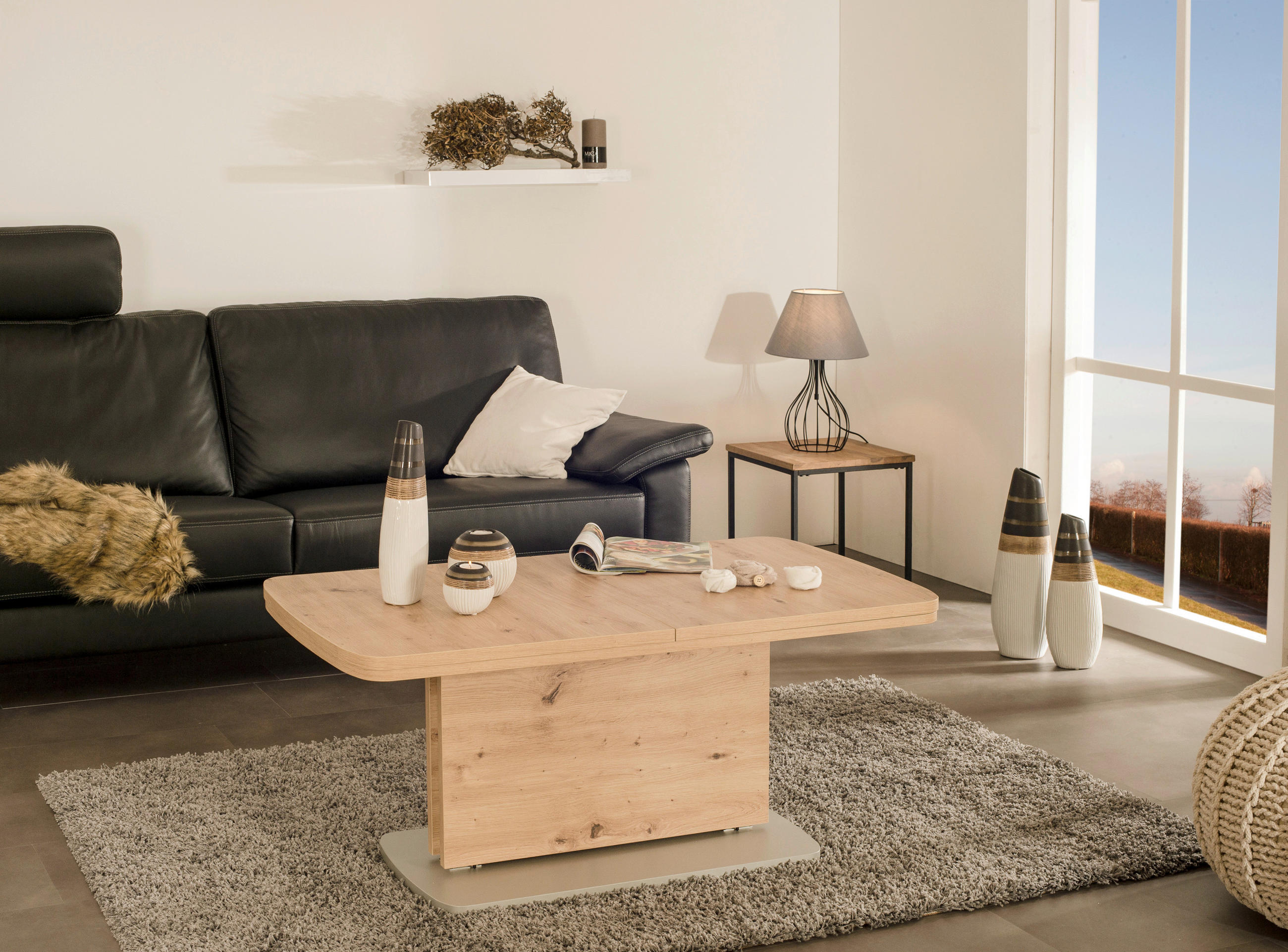 COUCHTISCH in Holzwerkstoff 110-180/63/53-72 cm  - Weiss/Edelstahlfarben, Konventionell, Holzwerkstoff (110-180/63/53-72cm) - Venda