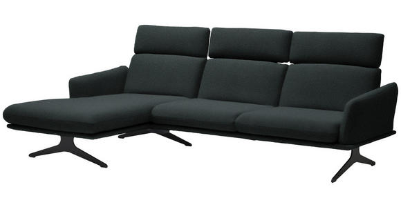 ECKSOFA in Flachgewebe Anthrazit 152/259 cm - Anthrazit/Schwarz, Design, Textil/Metall (152/259cm) - Dieter Knoll