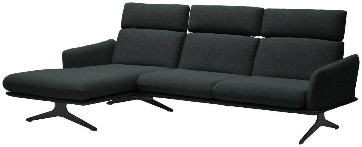 ECKSOFA in Flachgewebe Anthrazit  - Anthrazit/Schwarz, Design, Textil/Metall (152/259cm) - Dieter Knoll