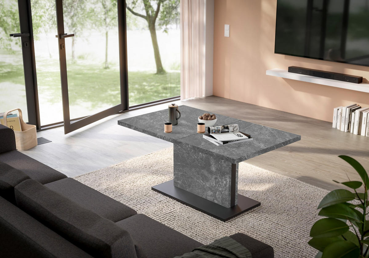 COUCHTISCH Lift Couchtisch 120-160/70/56-75 cm rechteckig Graphitfarben, Schwarz  - Graphitfarben/Schwarz, Design, Holzwerkstoff/Metall (120-160/70/56-75cm) - MID.YOU