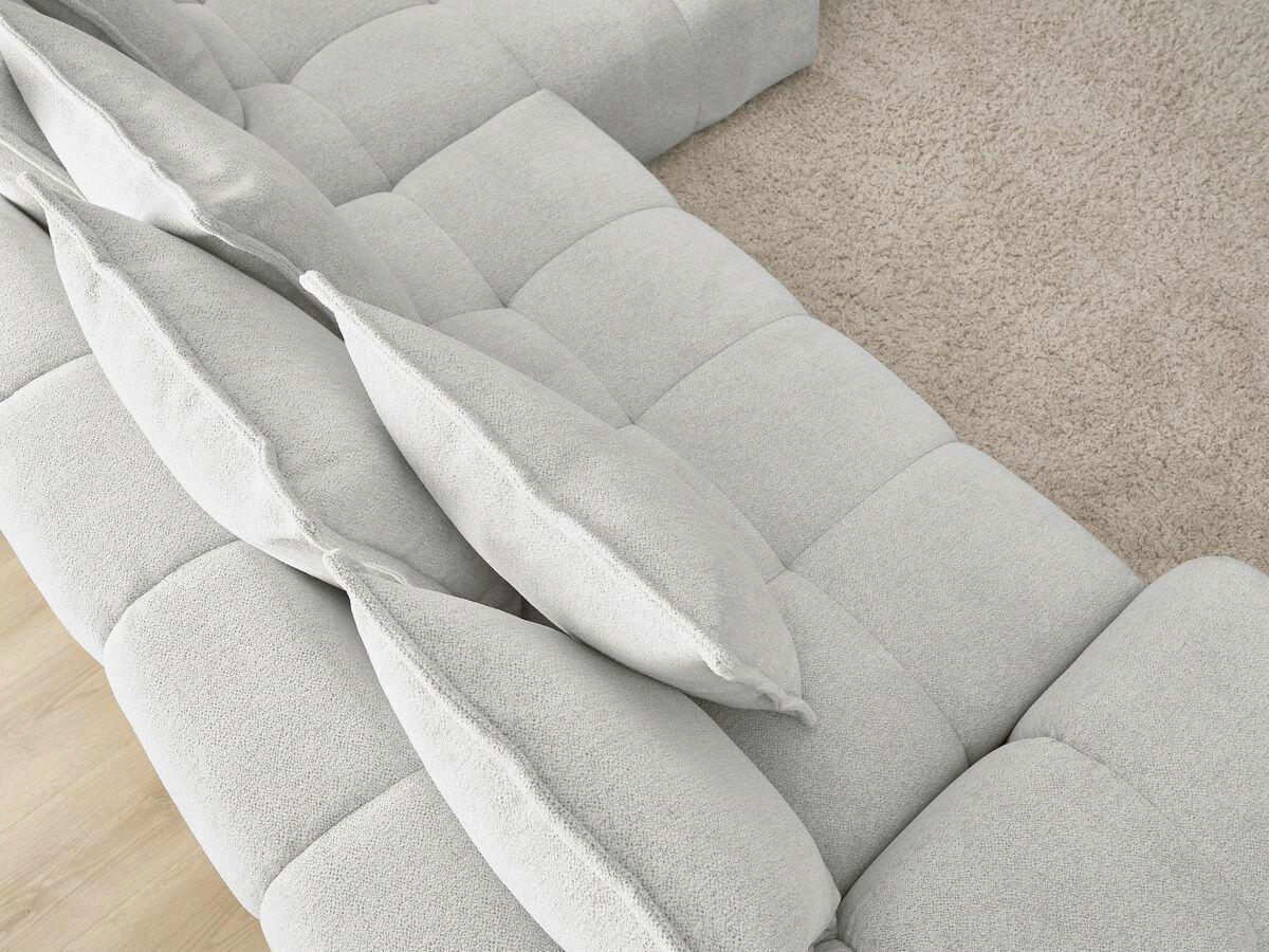 ECKSCHLAFSOFA EVEREST  mit Rücken echt, Armteil links, Armteil rechts Flachgewebe Hellgrau  - Hellgrau/Schwarz, MODERN, Kunststoff/Textil (318/180cm) - Livetastic