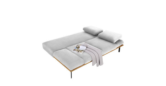 SCHLAFSOFA in Chenille Hellgrau - Hellgrau/Schwarz, MODERN, Holz/Textil (212/89/102cm) - Dieter Knoll
