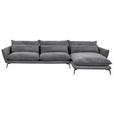 ECKSOFA in Webstoff Anthrazit  338/165 cm  - Anthrazit/Schwarz, Design, Textil/Metall (338/165cm) - Hom`in