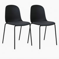 STOLSET 2 styck matt  - svart, Modern, metall/plast (48/86/56cm) - MID.YOU