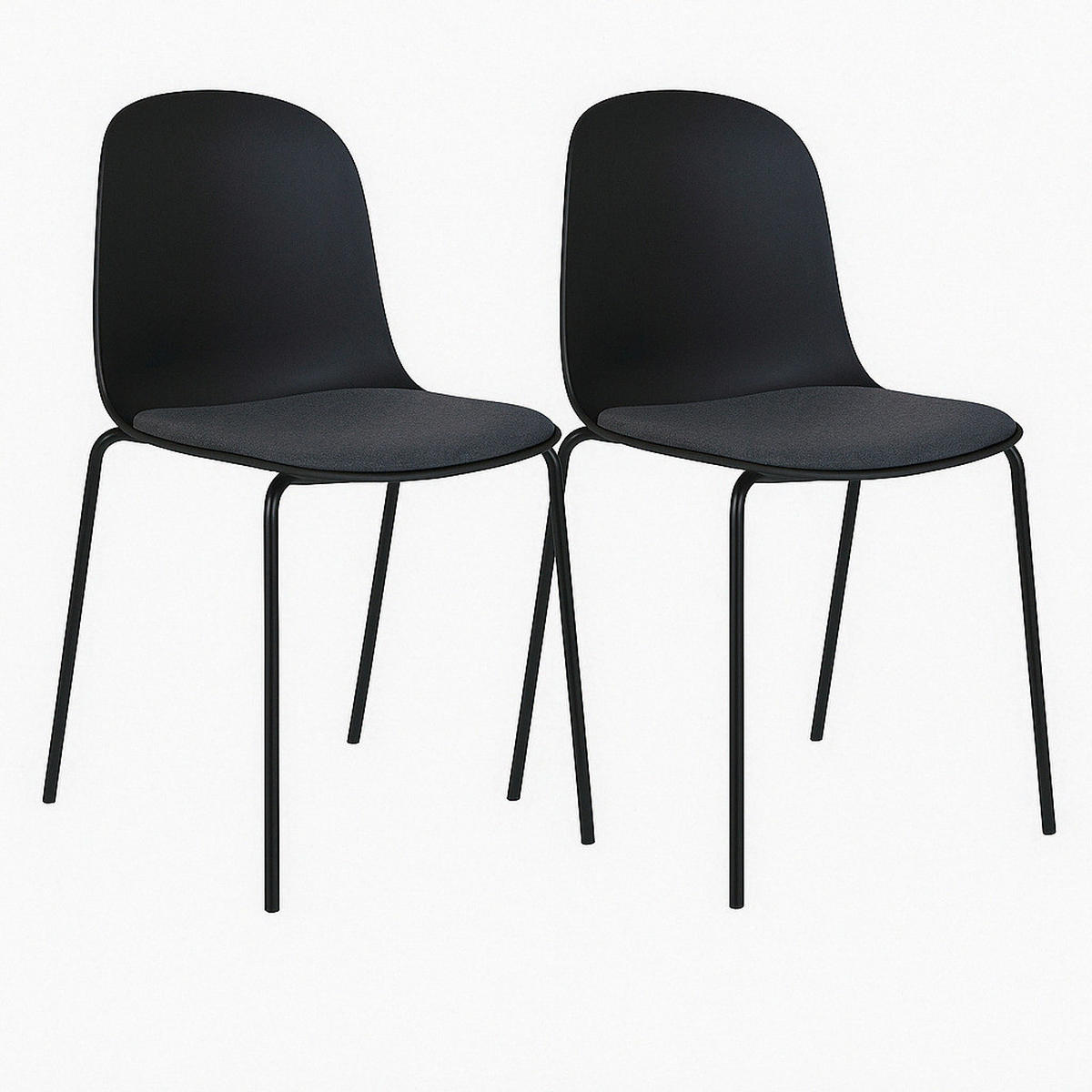 STOLSET 2 styck matt  - svart, Modern, metall/plast (48/86/56cm) - MID.YOU