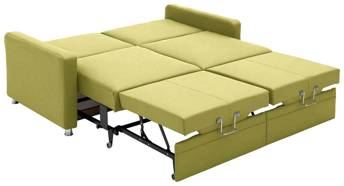 SCHLAFSOFA  in Chenille Limette  - Chromfarben/Limette, KONVENTIONELL, Textil/Metall (186/90/100cm) - Beldomo Style