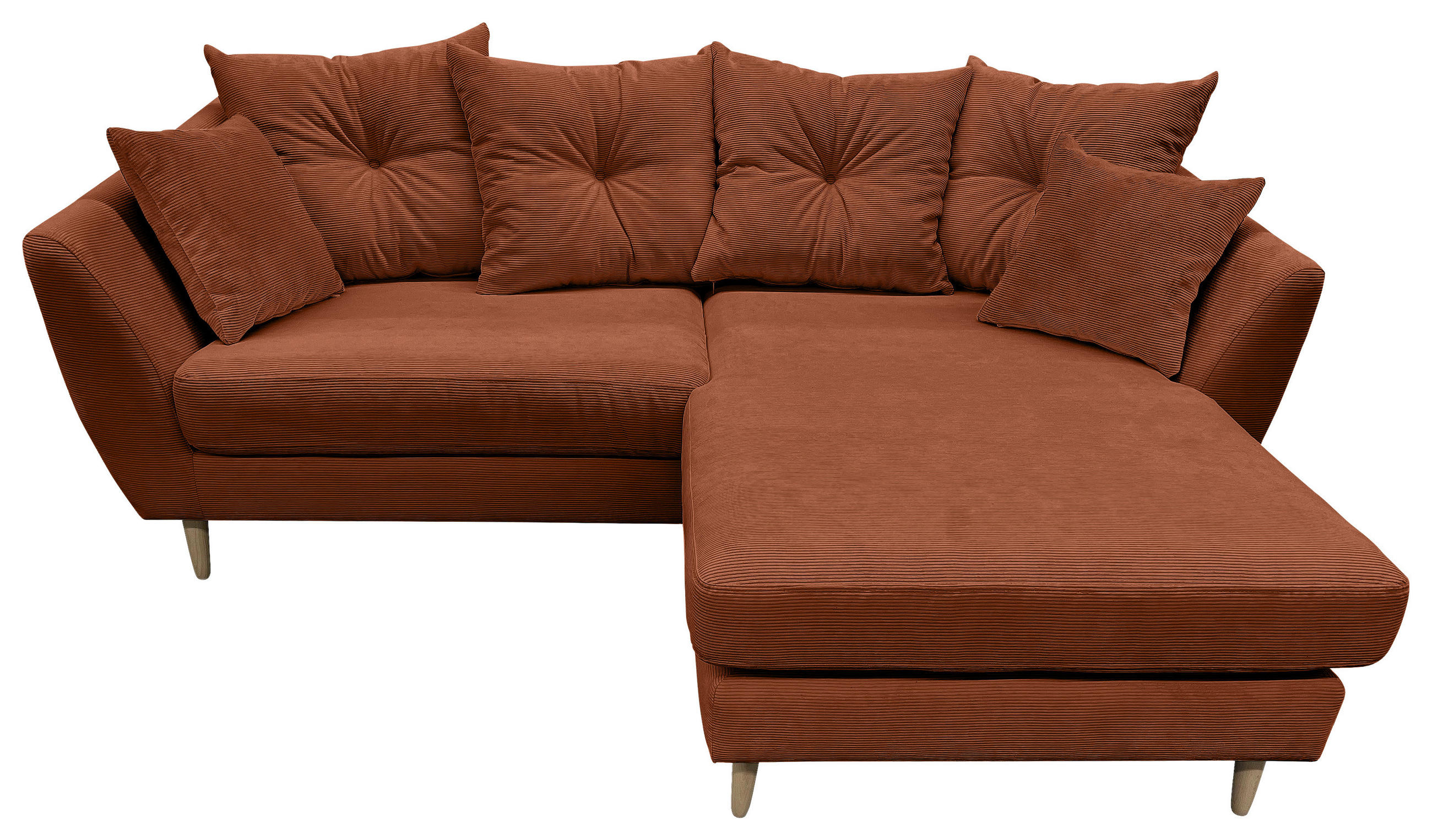 ECKSOFA Kupferfarben Feincord  - Buchefarben/Kupferfarben, KONVENTIONELL, Holz/Textil (211/154cm) - Carryhome