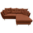 ECKSOFA Kupferfarben Feincord  - Buchefarben/Kupferfarben, KONVENTIONELL, Holz/Textil (211/154cm) - Carryhome