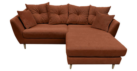 ECKSOFA Kupferfarben Feincord - Buchefarben/Kupferfarben, KONVENTIONELL, Holz/Textil (211/154cm) - Carryhome