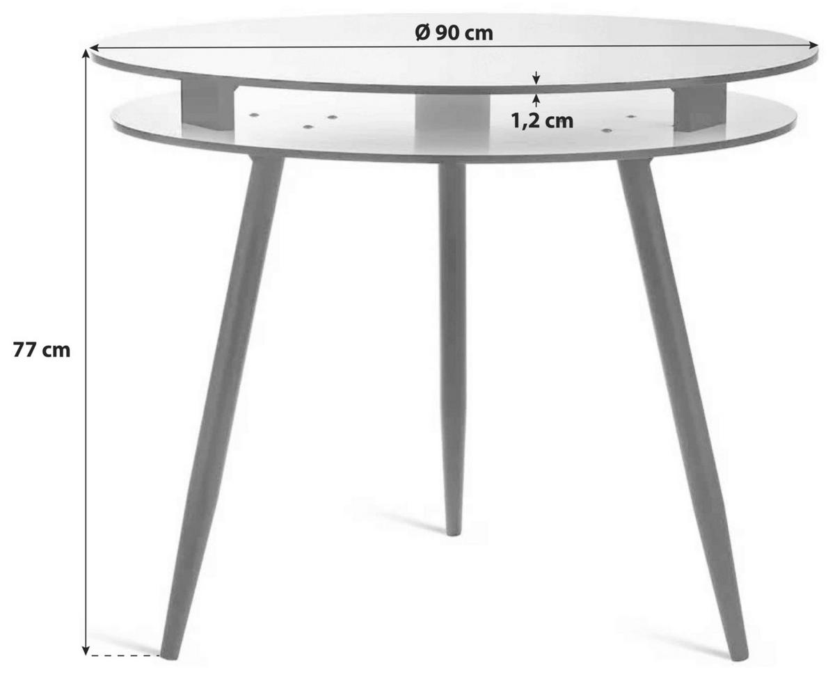ESSTISCH 90/90/77 cm Schwarz, Wildeiche rund  - Wildeiche/Schwarz, Basics, Metall (90/90/77cm) - P & B