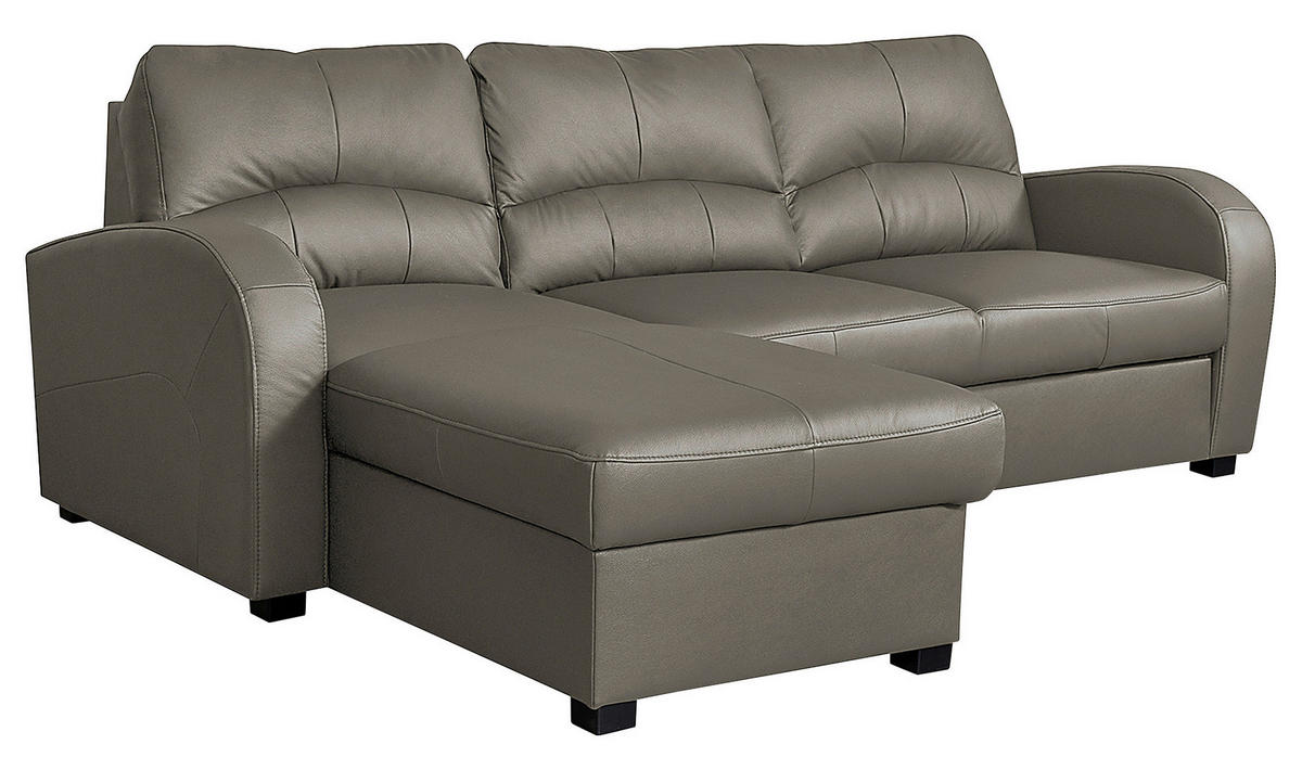 ECKSOFA in Lederlook Echtleder Schlammfarben  - Schlammfarben/Schwarz, Design, Leder/Kunststoff (168/227cm) - Livetastic