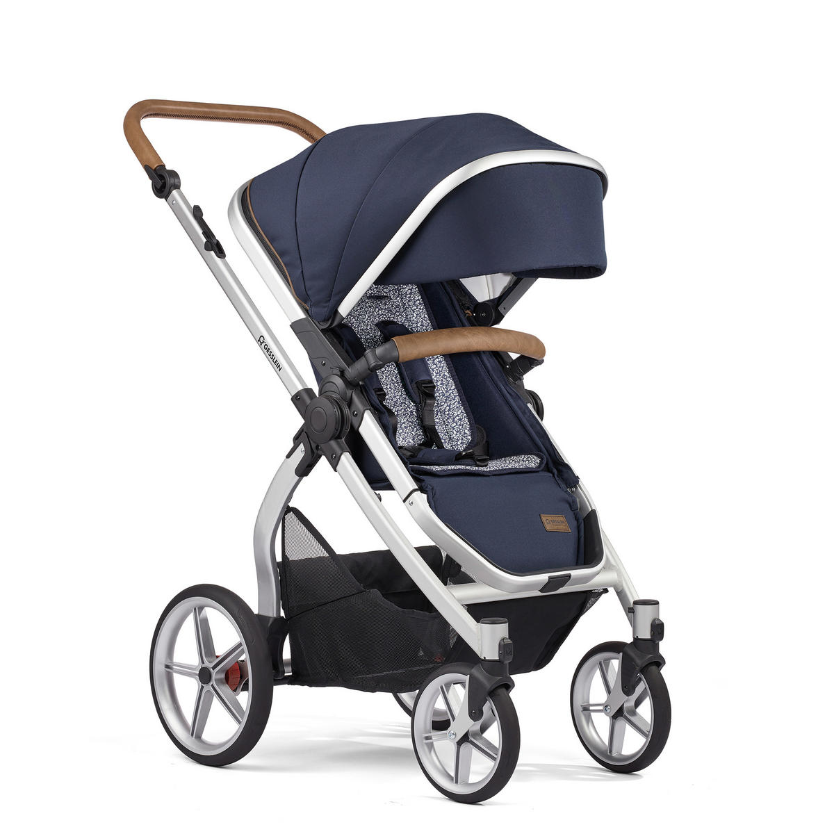KINDERWAGENSET FX4 Life  - Silberfarben/Braun, Basics, Textil/Metall (57/129/100cm) - Gesslein
