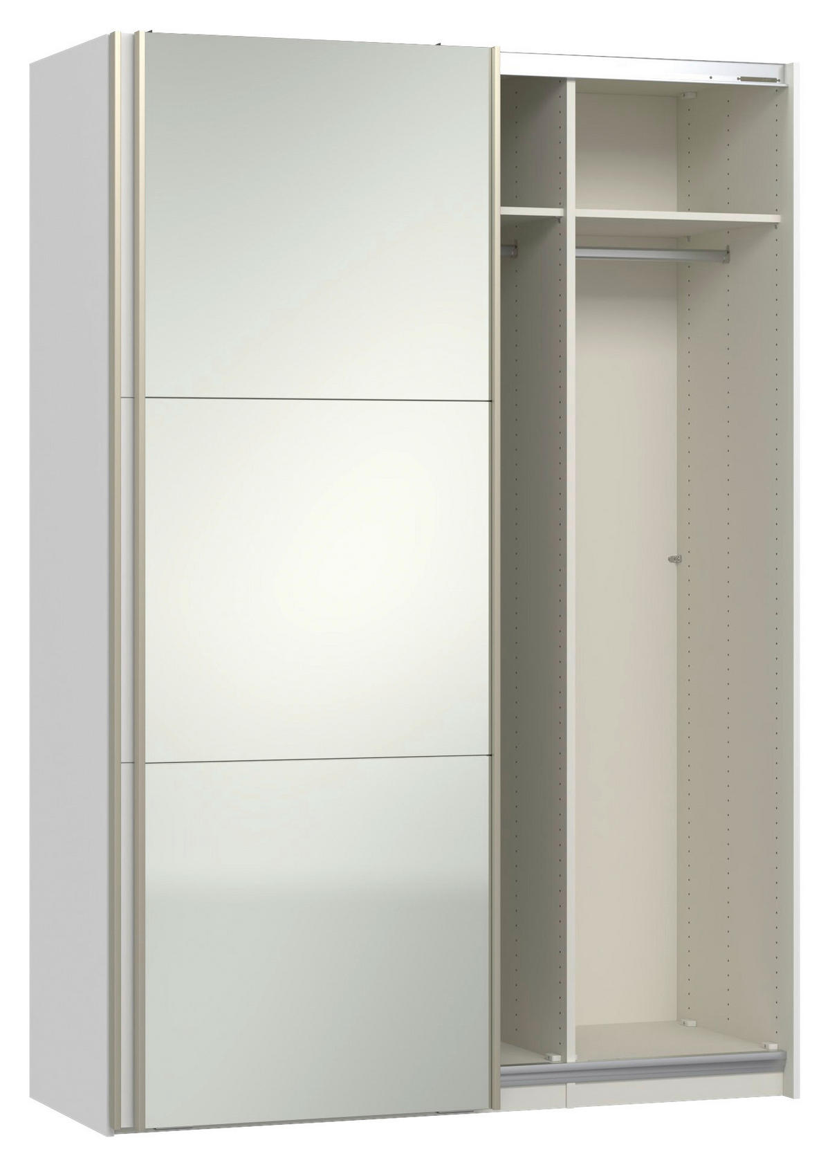 SCHWEBETÜRENSCHRANK 152/220/65 cm 2-türig Weiß  - Edelstahlfarben/Weiß, Design, Glas/Holzwerkstoff (152/220/65cm) - Jutzler