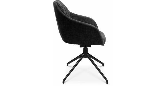 ARMLEHNSTUHL in Aluminium Velours - Schwarz/Graphitfarben, Design, Textil/Metall (58/81,5-84,5/60cm) - Johann Jakob