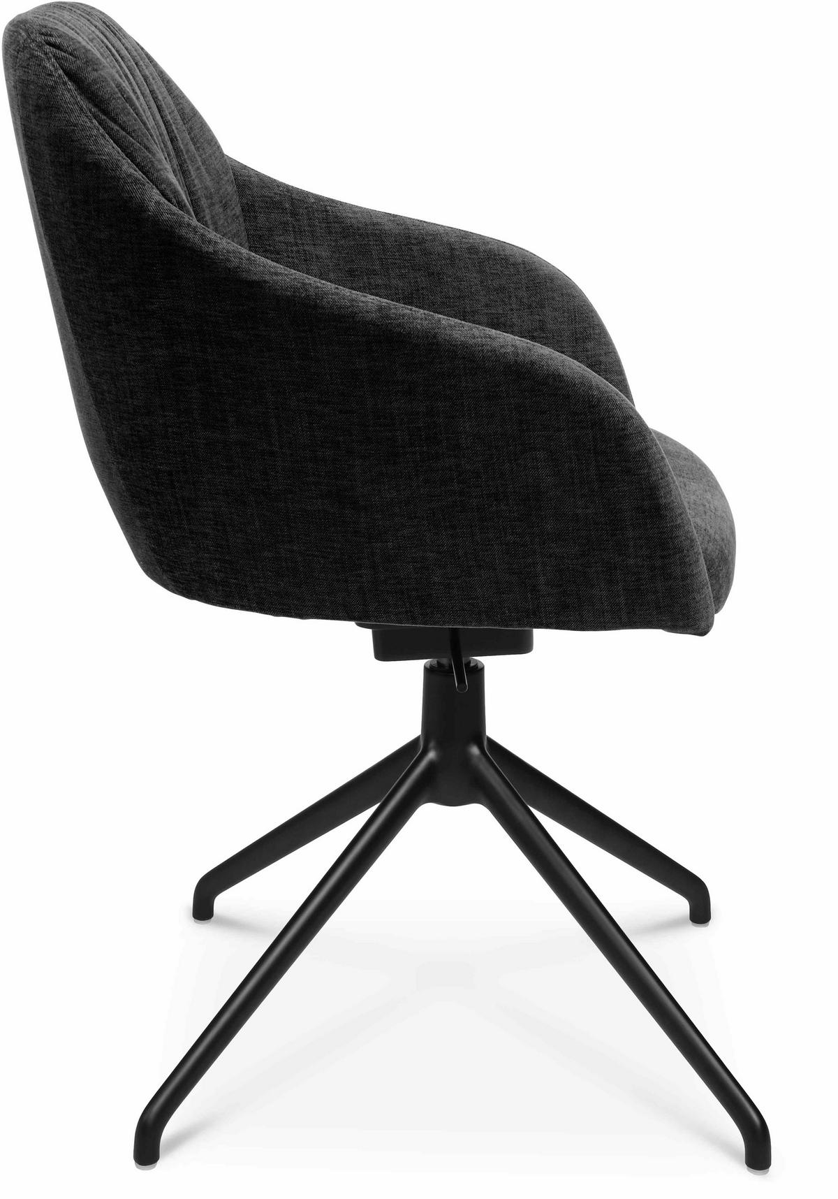 ARMLEHNSTUHL  in Aluminium Velours  - Graphitfarben/Schwarz, Design, Textil/Metall (58/81,5-84,5/60cm) - Johann Jakob