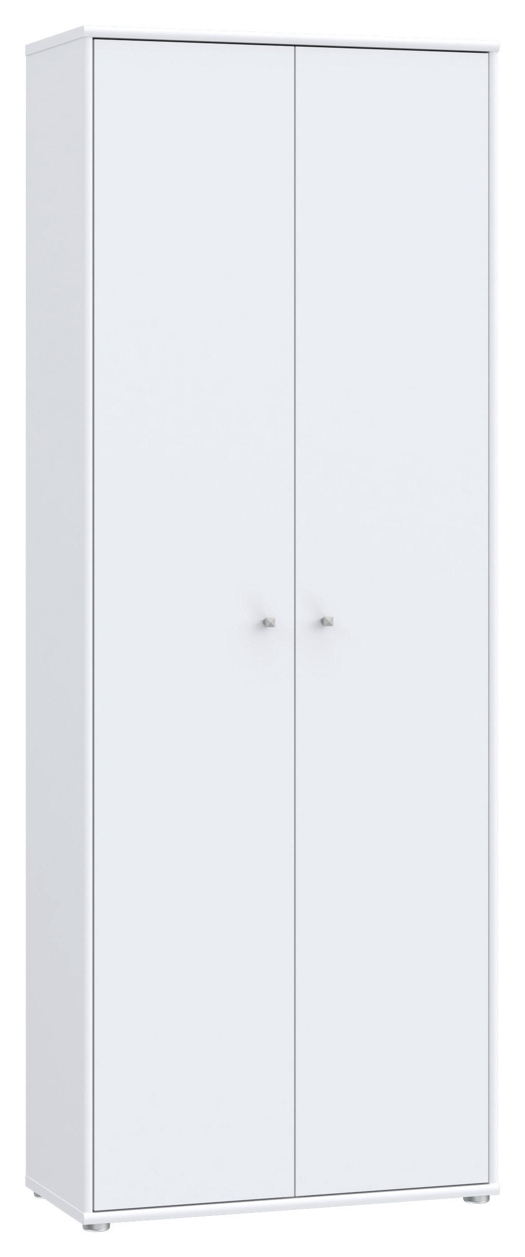 DREHTÜRENSCHRANK in Weiss  - Weiss/Alufarben, Design, Holzwerkstoff (73,7/197,5/34,8cm)