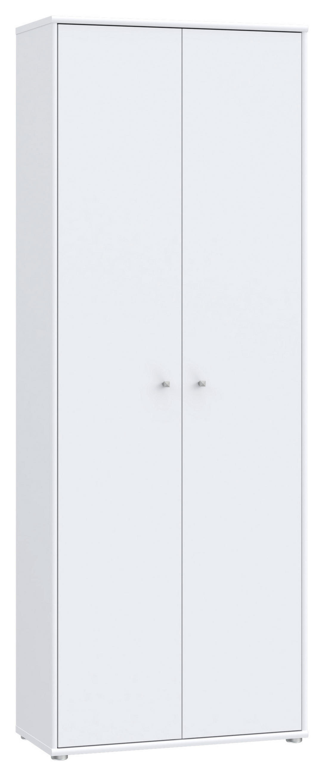 DREHTÜRENSCHRANK in Weiss  - Weiss/Alufarben, Design, Holzwerkstoff (73,7/197,5/34,8cm)