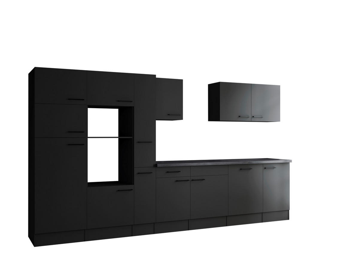 MODULKÖK UTAN VITVAROR 370 cm   i mörkgrå  - mörkgrå/svart, Design, metall/trämaterial (370cm) - Respekta