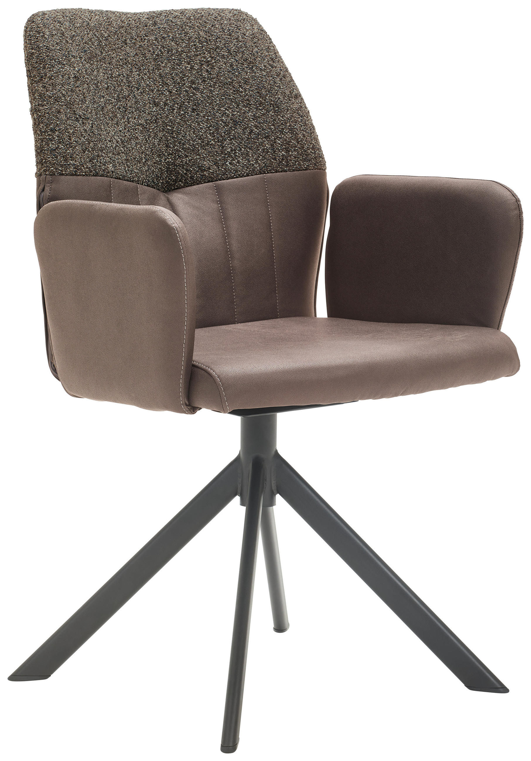 ARMLEHNSTUHL in Lederlook, Webstoff - Schwarz/Braun, Konventionell, Textil/Metall (57/87/63cm) - Valdera
