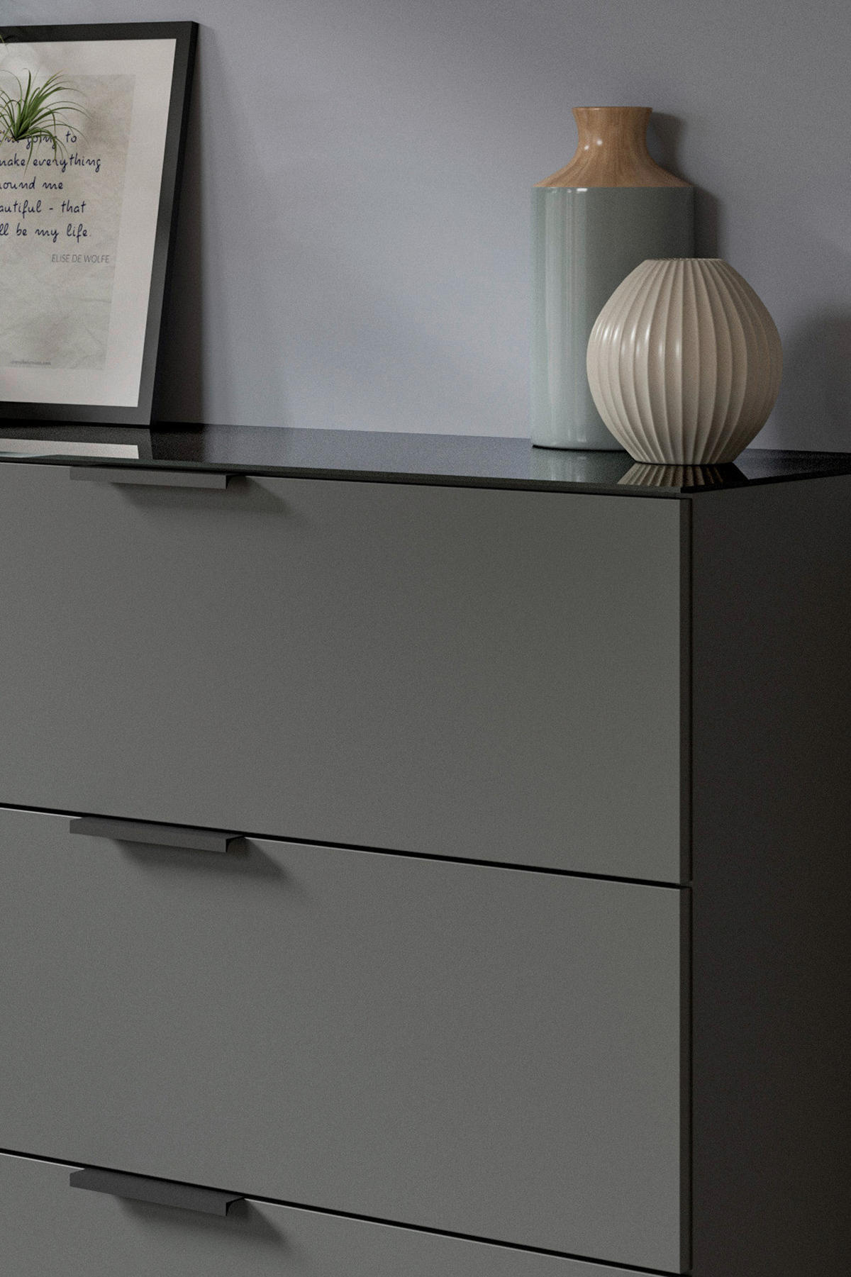 NIZKA OMARICA antracit  - antracit, Design, steklo/leseni material (160/51/40cm) - Livetastic