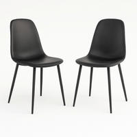 STUHL-SET 2 Stück  in Lederlook  - Schwarz, MODERN, Textil/Metall (44/86/54cm) - MID.YOU