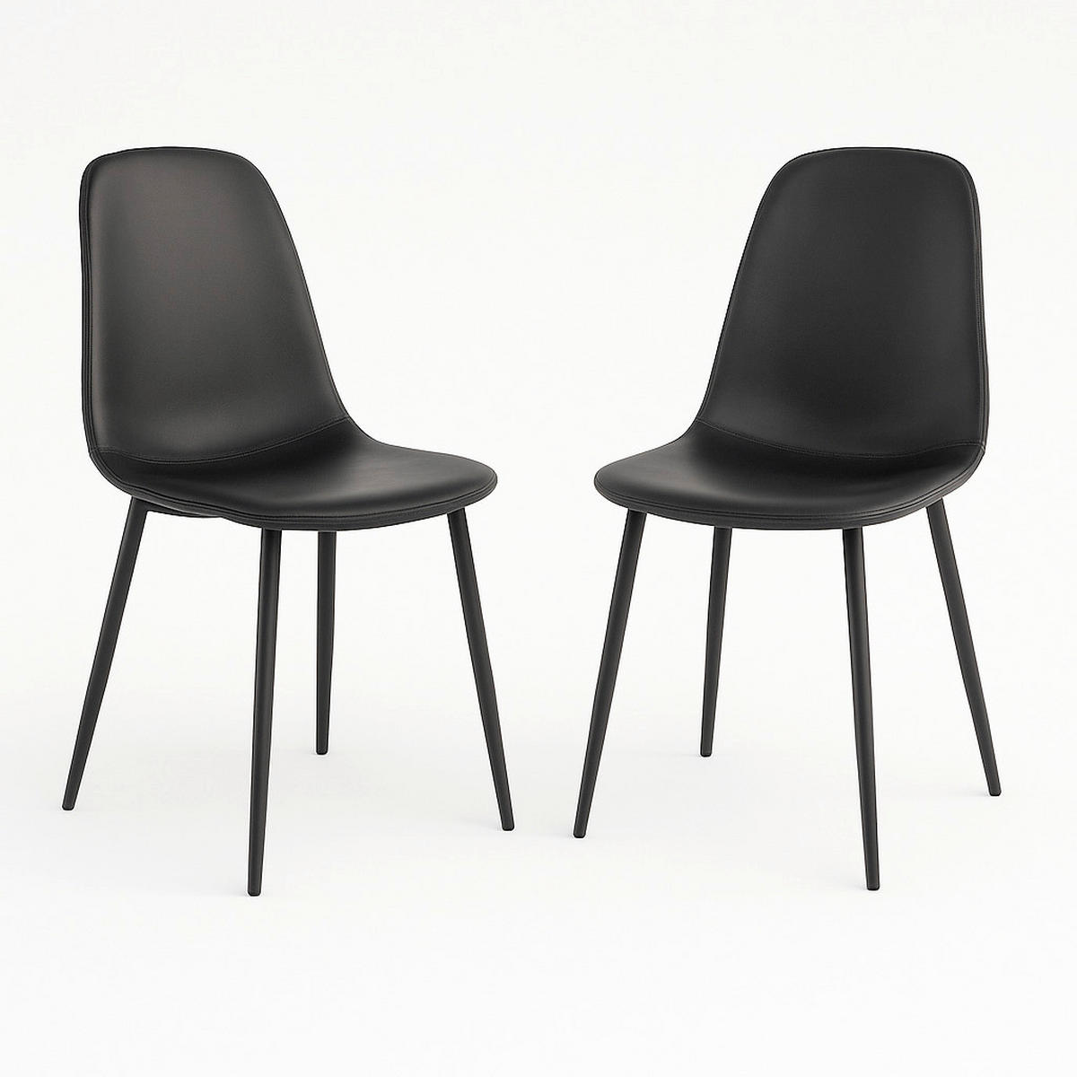 STUHL-SET 2 Stück  in Lederlook  - Schwarz, MODERN, Textil/Metall (44/86/54cm) - MID.YOU