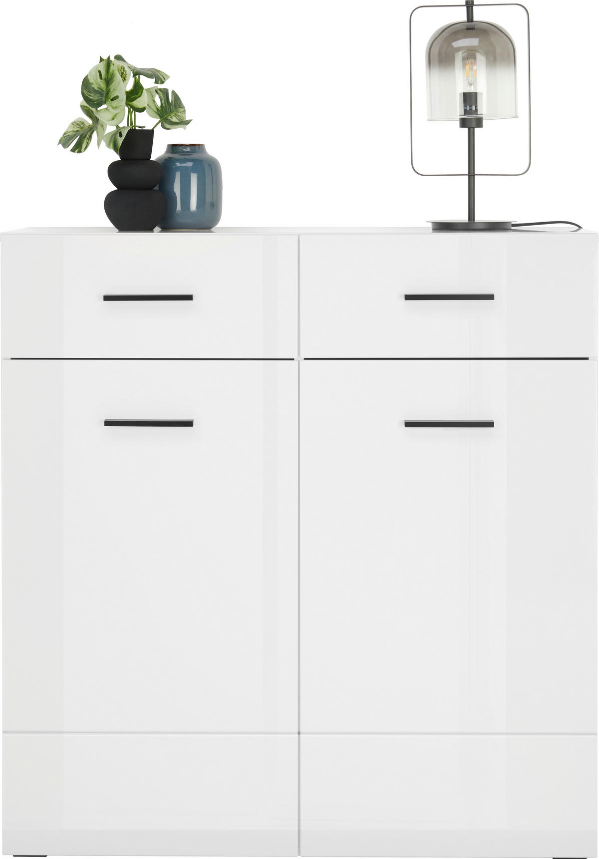 CIPŐSSZEKRÉNY 100/104/42 cm  - antracit/magasfényű fehér, Basics, műanyag/faalapú anyag (100/104/42cm) - Hom`in