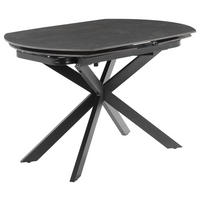 ESSTISCH Grau, Schwarz oval  ausziehbar  - Schwarz/Grau, Design, Holzwerkstoff/Stein (120/180/90/77.5/81cm) - Carryhome