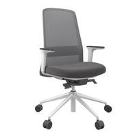 DREHSTUHL Grau, Weiß, Dunkelbraun  - Dunkelbraun/Weiß, MODERN, Leder/Kunststoff (70/103-115/70cm)