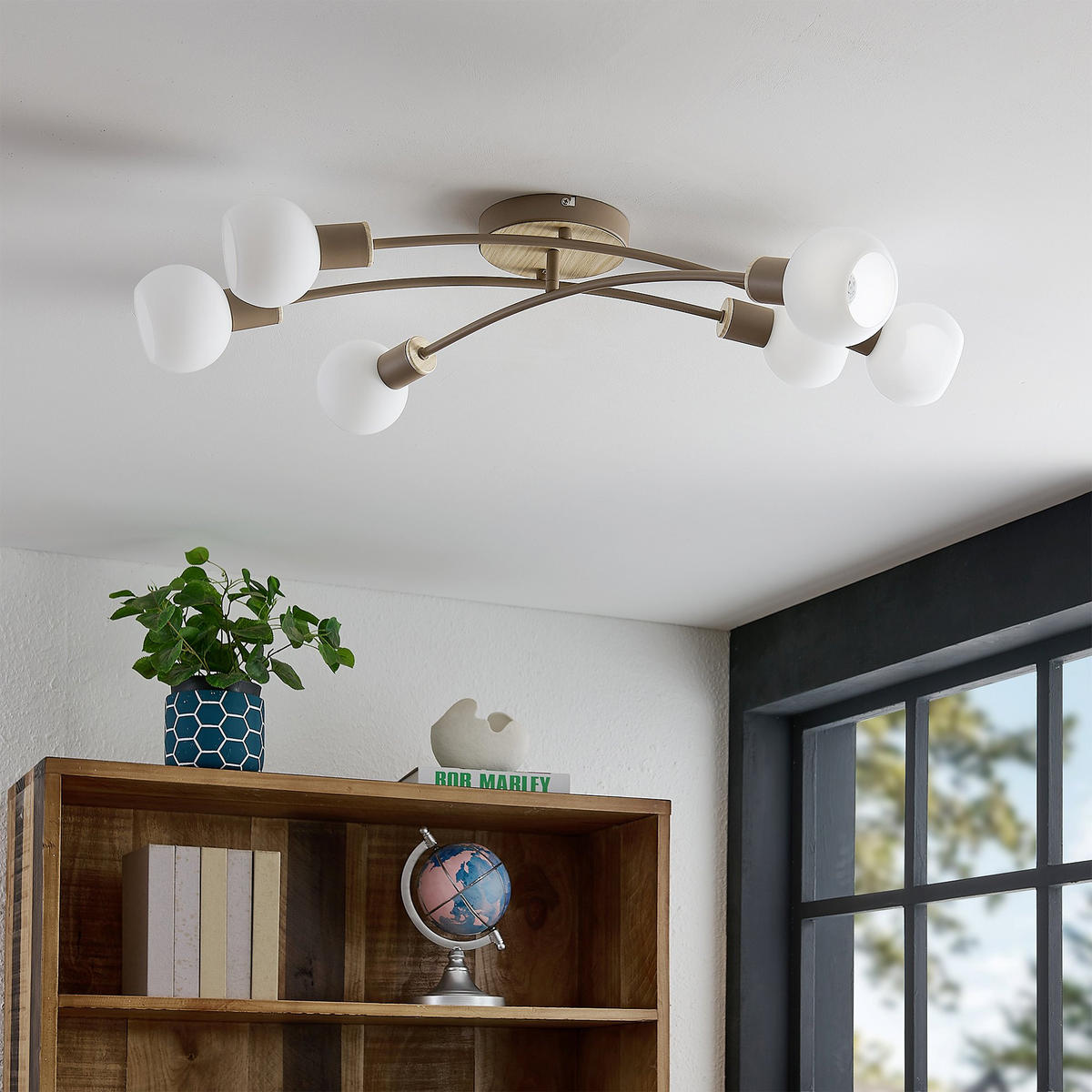 DECKENLEUCHTE Merope 84/72/18 cm   - Sandfarben/Eschefarben, Basics, Glas/Metall (84/72/18cm) - Novel