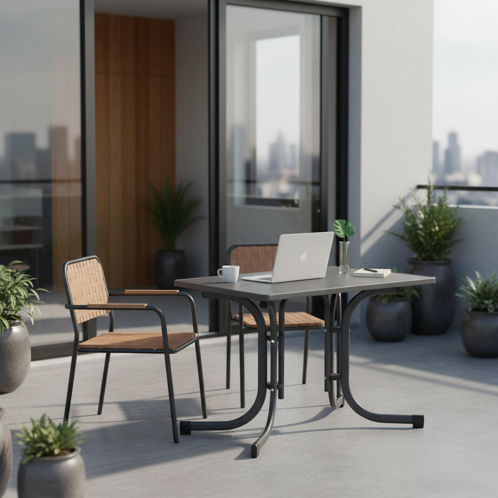 GARTENKLAPPTISCH 110/70/71 cm Metall, Holzwerkstoff rechteckig  - Anthrazit, KONVENTIONELL, Holzwerkstoff/Metall (110/70/71cm) - Siena Garden