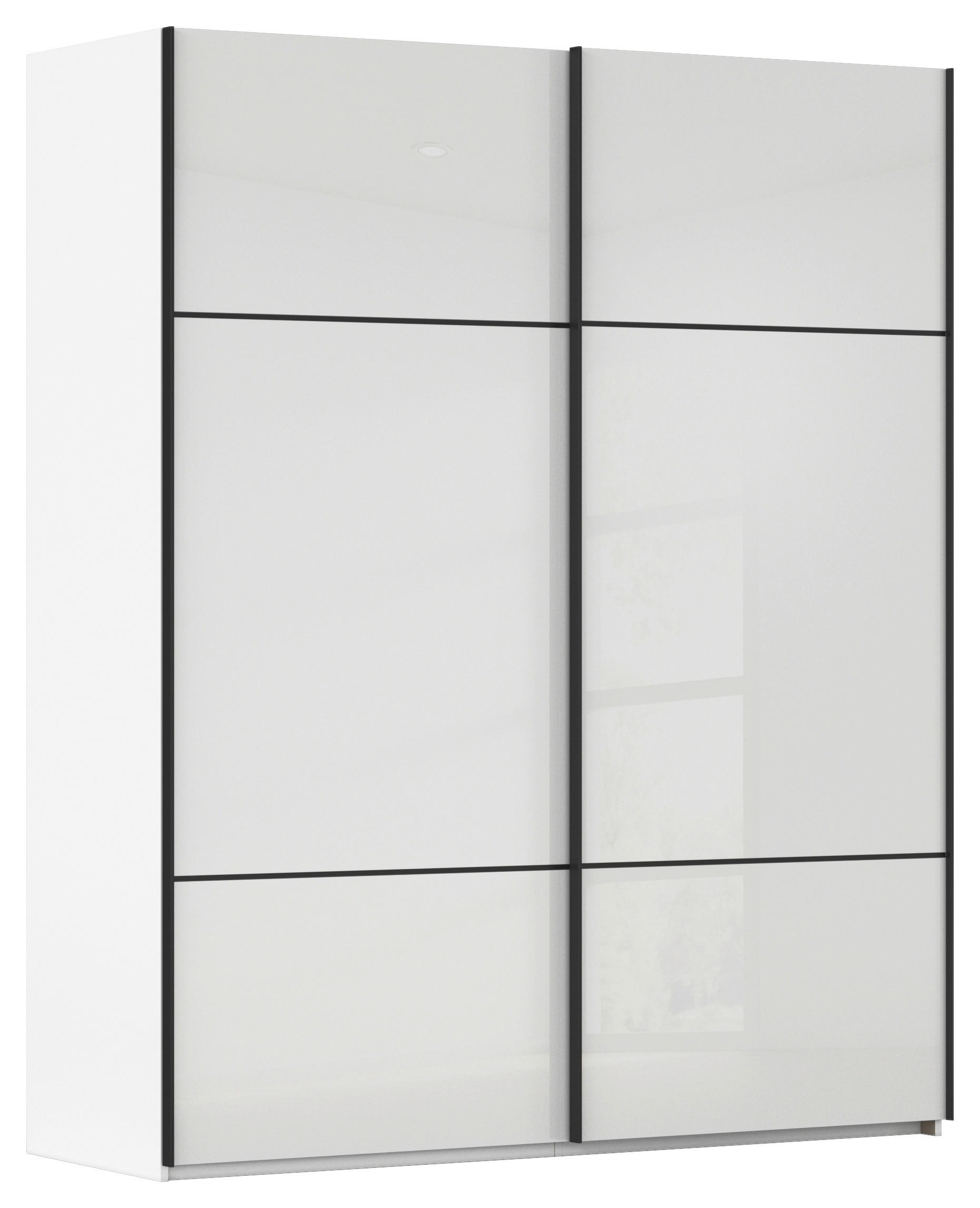 SCHWEBETÜRENSCHRANK Weiss  - Weiss/Schwarz, Konventionell, Glas/Holzwerkstoff (201/223/67cm) - Novel