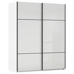 SCHWEBETÜRENSCHRANK  in Weiß  - Schwarz/Weiß, KONVENTIONELL, Glas/Holzwerkstoff (201/223/67cm) - Novel