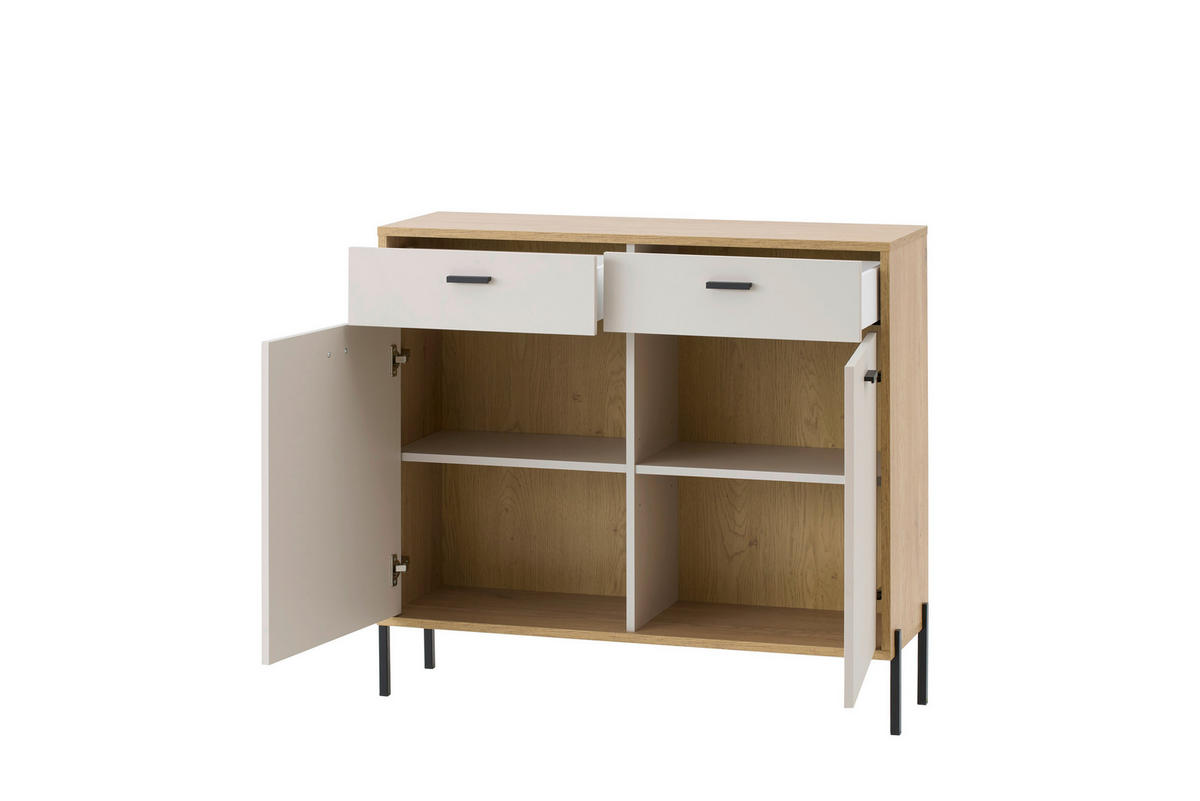 KOMMODE , 105/95/35 cm, 2 Schublade(n)  - Kaschmir/Eichefarben, Design, Holzwerkstoff/Metall (105/95/35cm) - MID.YOU