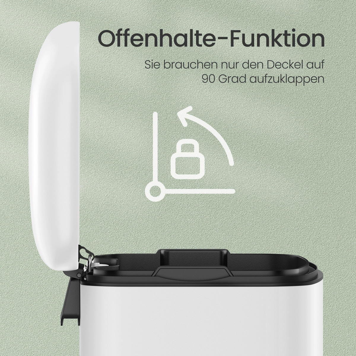 ABFALLSAMMLER 30 L  - Schwarz/Weiß, Basics, Kunststoff/Metall (34,5/62/32,5cm)