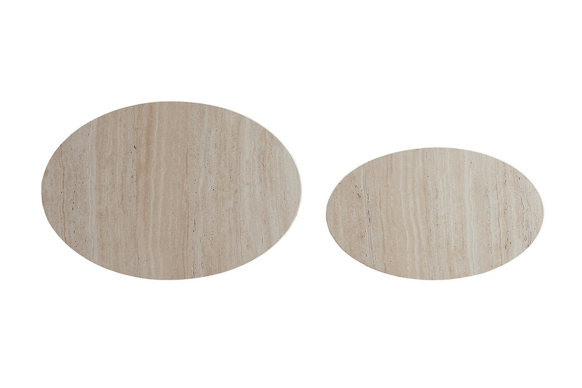 COUCHTISCHSET oval Beige  - Beige, MODERN, Holzwerkstoff (48-40/33-24,5/40-33cm) - Livetastic