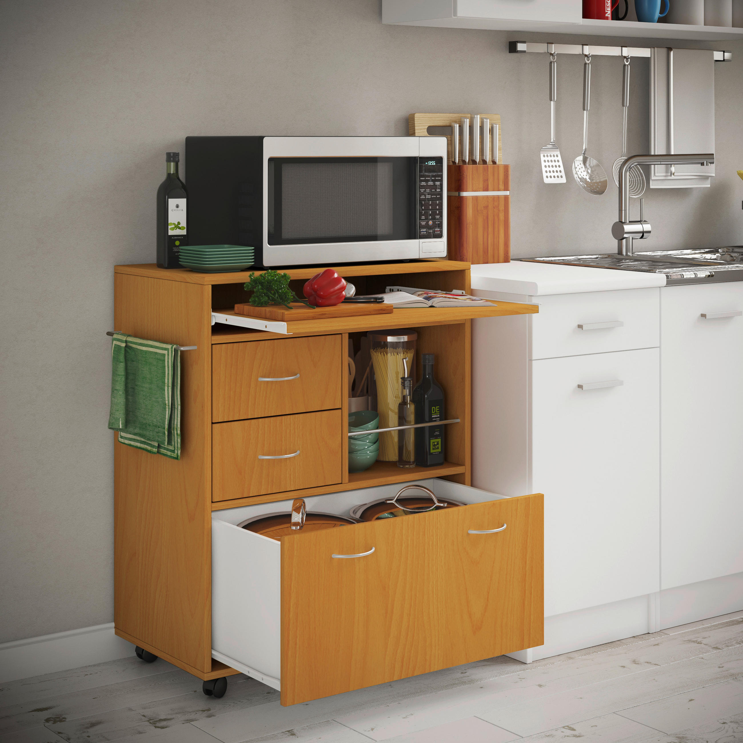 ALLZWECKWAGEN Buchefarben  - Buchefarben, MODERN, Holzwerkstoff/Kunststoff (70/40/86cm) - MID.YOU
