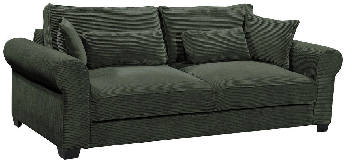 SCHLAFSOFA Cord Dunkelgrün  - Dunkelgrün/Schwarz, Basics, Kunststoff/Textil (250/95/125cm) - MID.YOU