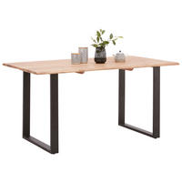 Masă din lemn, metal, 160/90/76 cm,   - negru/culoare lemn acacia, Natur, lemn/metal (160/90/76cm) - Carryhome