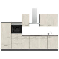 KÜCHENBLOCK 330 cm   in Weiß, Schieferfarben  - Schieferfarben/Edelstahlfarben, MODERN, Holzwerkstoff/Metall (330cm) - Nobilia