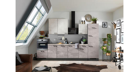 KÜCHENLEERBLOCK 340 cm in Graphitfarben, Grau, Hellgrau - Hellgrau/Schwarz, Design, Holzwerkstoff/Metall (340cm) - Xora