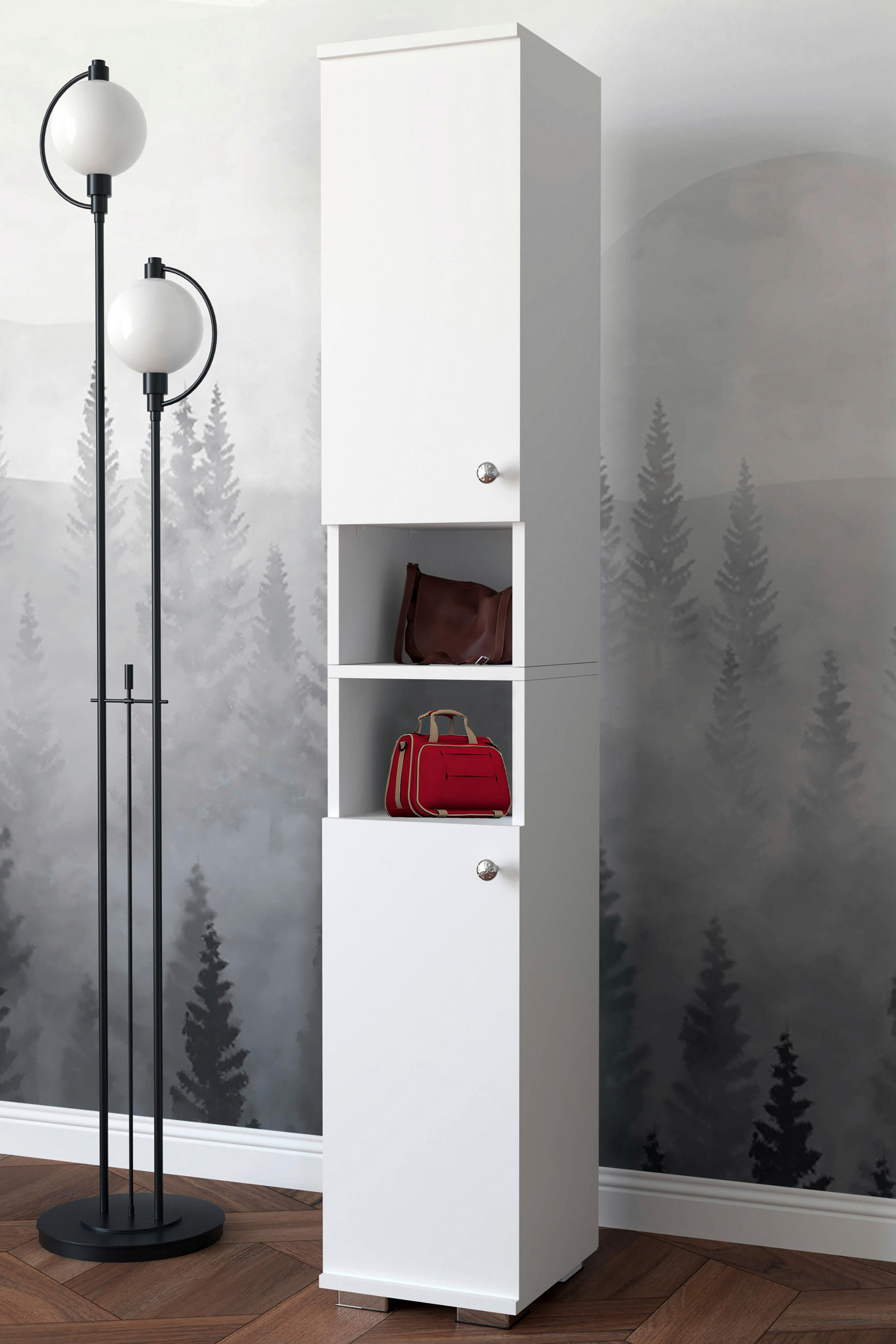 SKOSKÅP  i 30/178/33 cm  - vit/aluminiumfärg, Modern, metall/trämaterial (30/178/33cm) - MID.YOU
