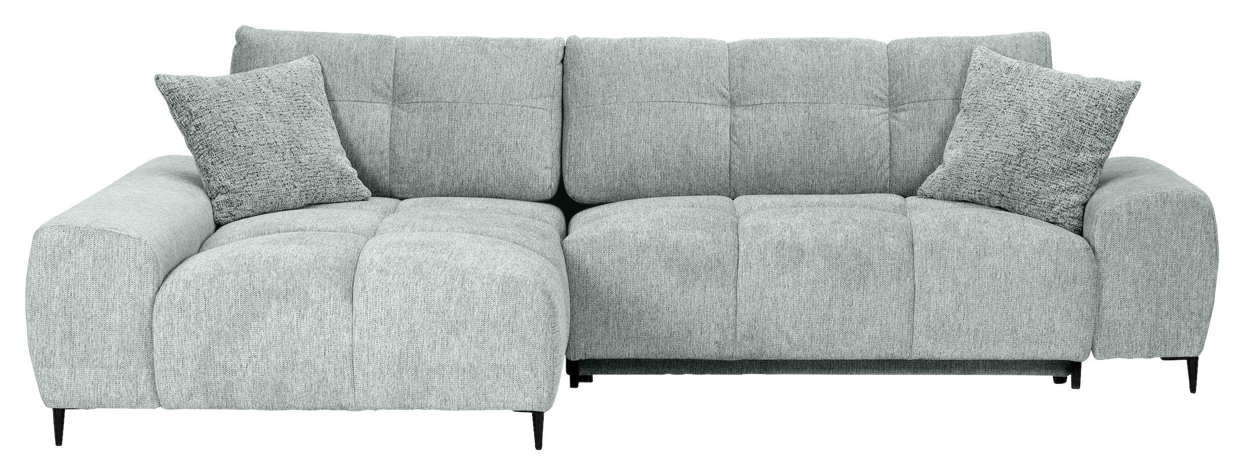 ECKSOFA Hellgrau Flachgewebe  - Hellgrau/Schwarz, KONVENTIONELL, Textil/Metall (180/295cm) - Carryhome
