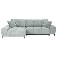 ECKSOFA Hellgrau Flachgewebe  - Hellgrau/Schwarz, KONVENTIONELL, Textil/Metall (180/295cm) - Carryhome