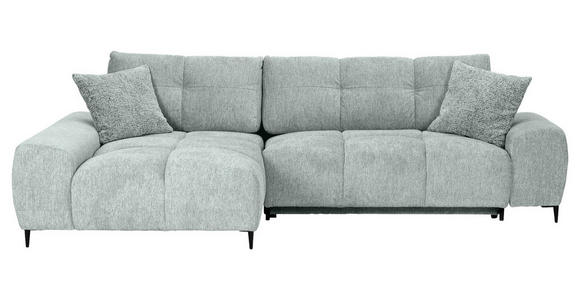 ECKSOFA in Flachgewebe Hellgrau  - Hellgrau/Schwarz, KONVENTIONELL, Textil/Metall (180/295cm) - Carryhome