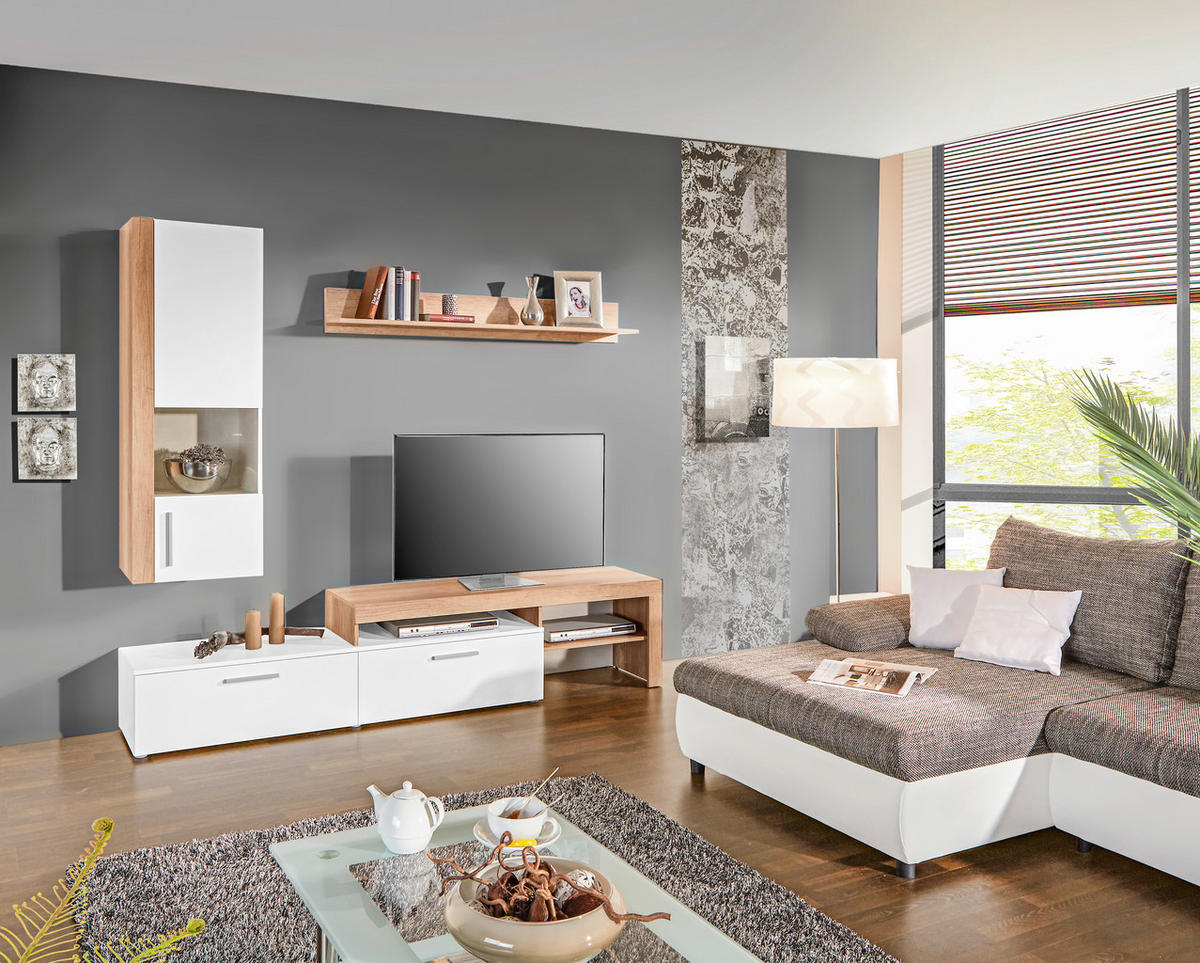 REGAL ZA DNEVNI BORAVAK bela   - boja aluminijuma/bela, Moderno, plastika (250/190/40cm) - Carryhome